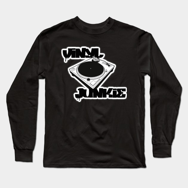 Vinyl Junkie. Long Sleeve T-Shirt by NineBlack